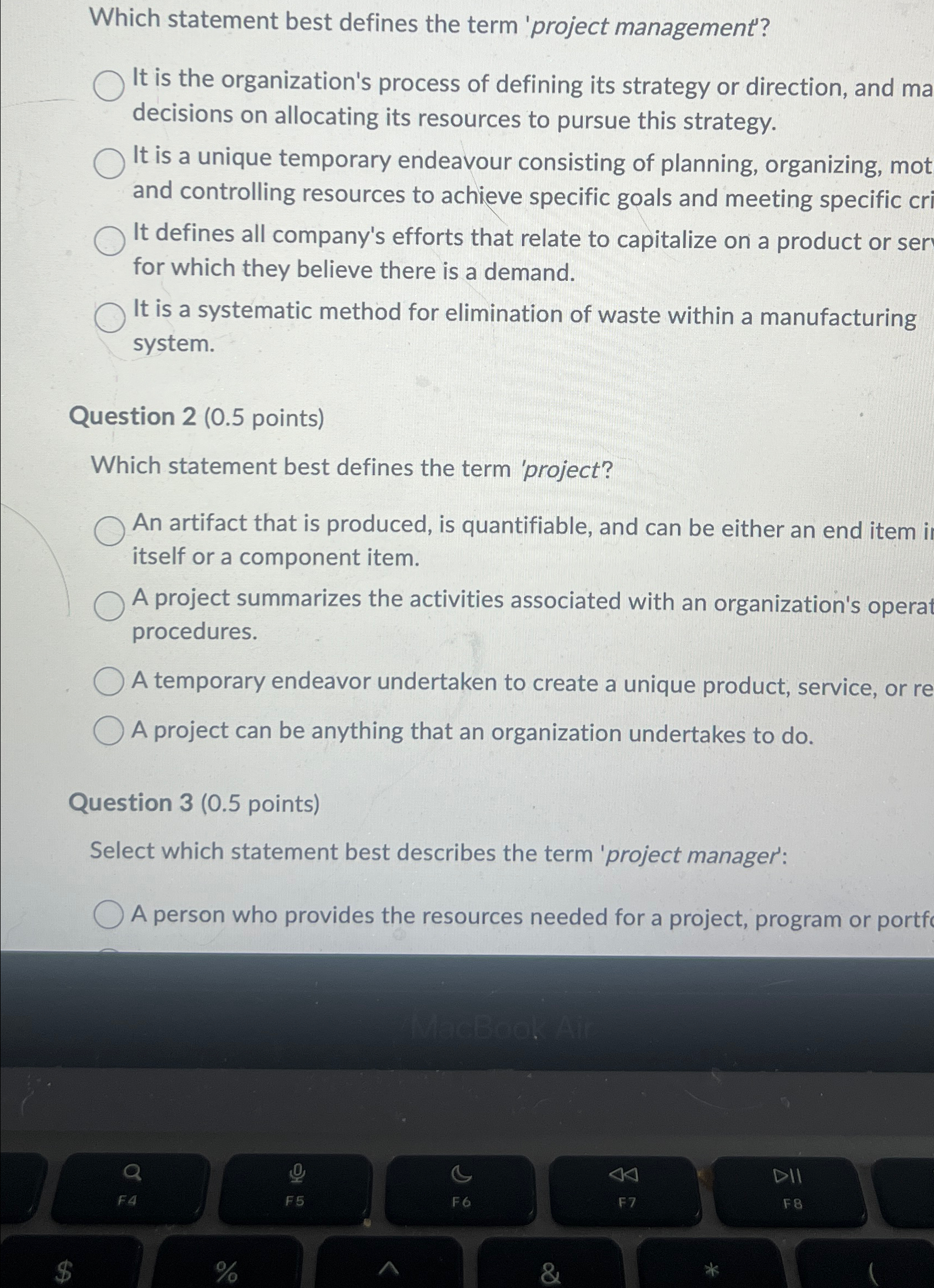  Which statement best defines the term 'project management'? It is the