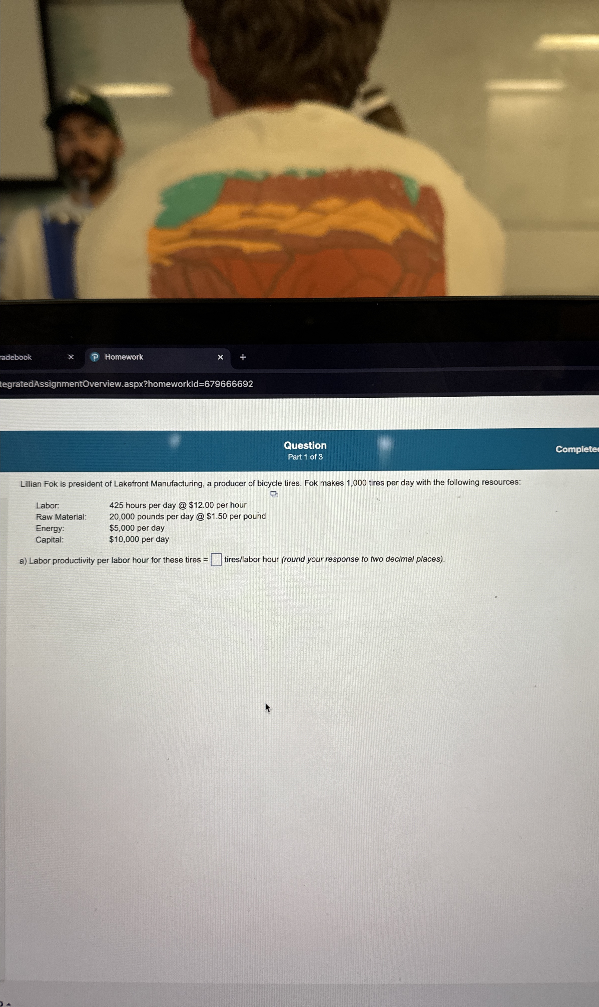 adebook Homework regratedAssignmentOverview.aspx?homeworkld =679666692 Question Part 1 of 3 Complete Lillian