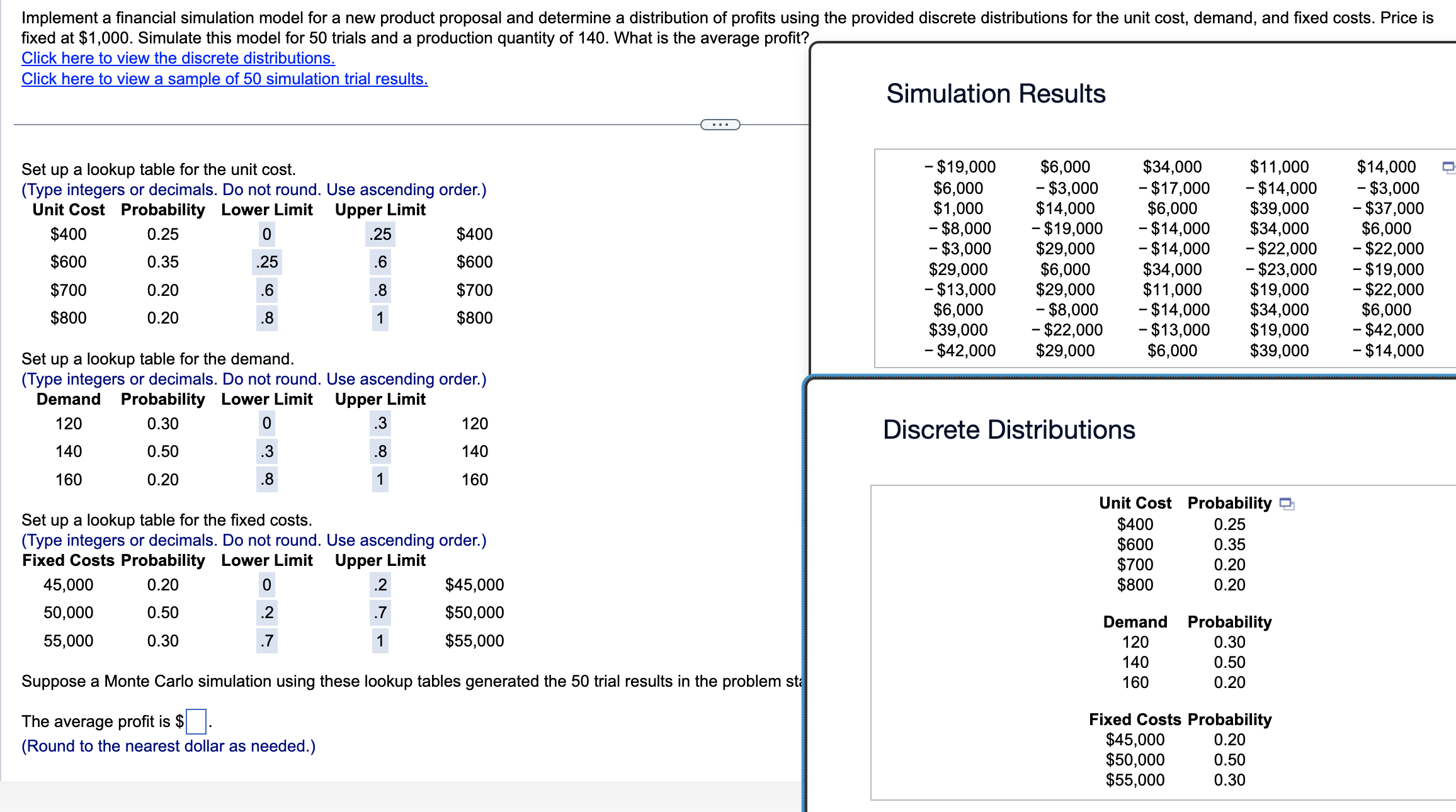  Implement a financial simulation model for a new product proposal and