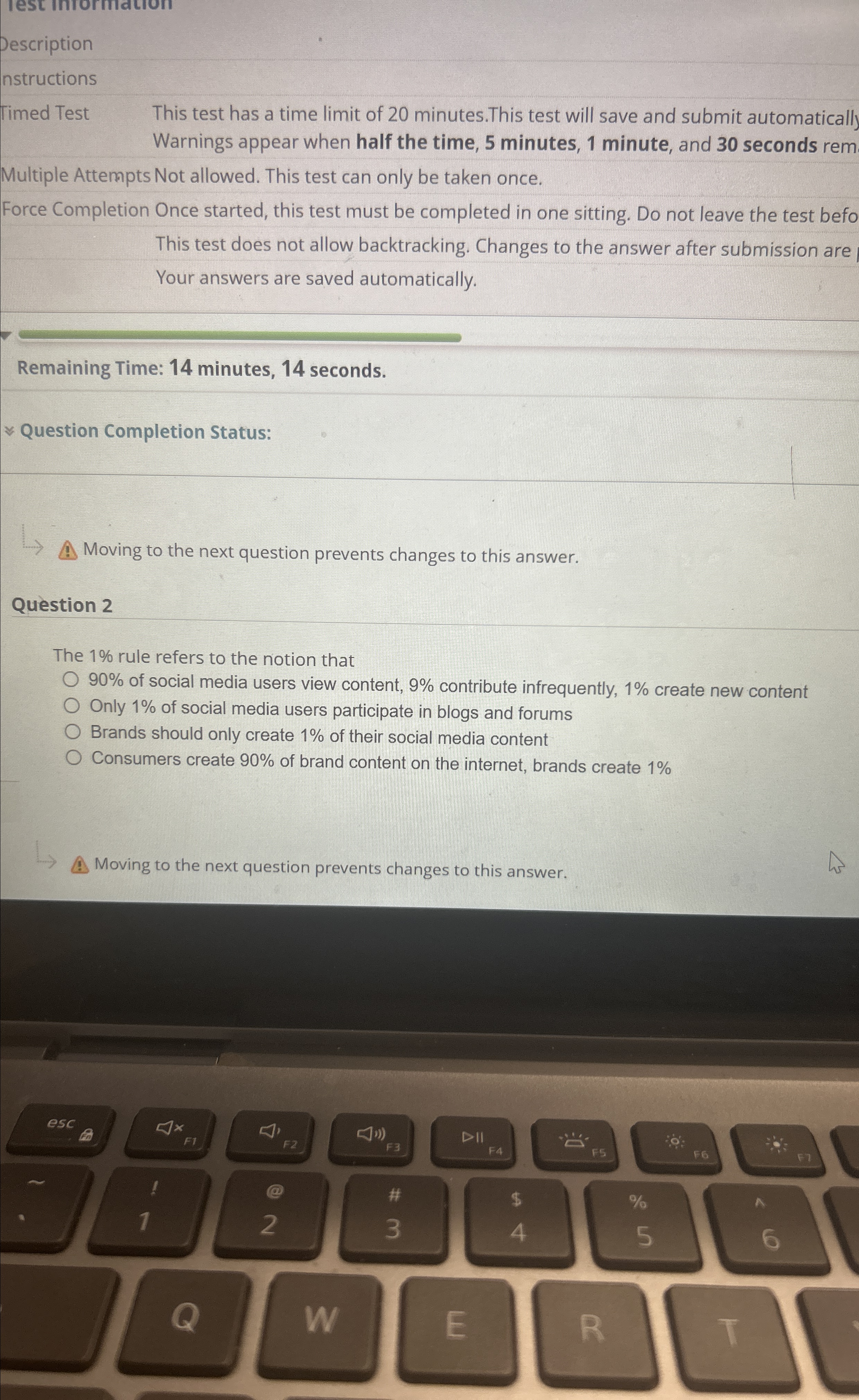  Description nstructions Timed Test This test has a time limit of