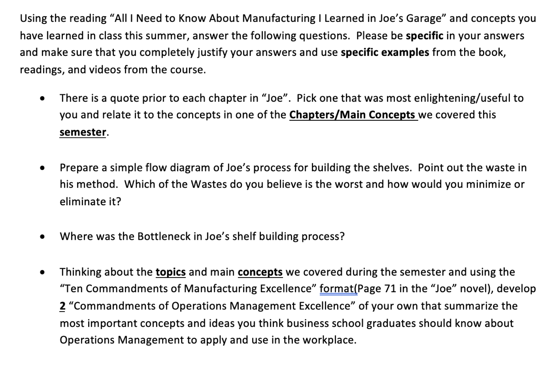  Using the reading All I Need to Know About Manufacturing I