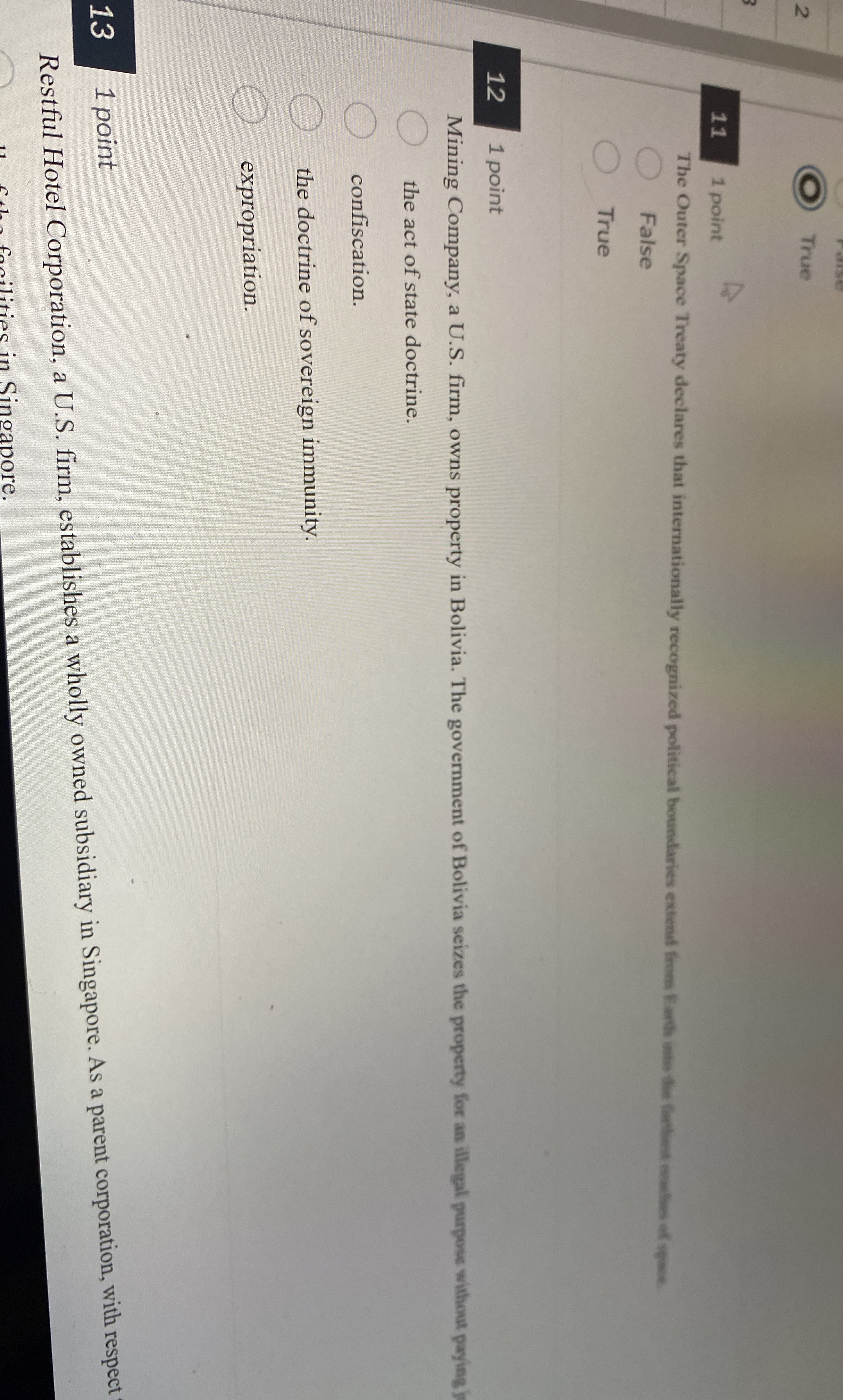  11 1 point False True 12 1 point Mining Company, a