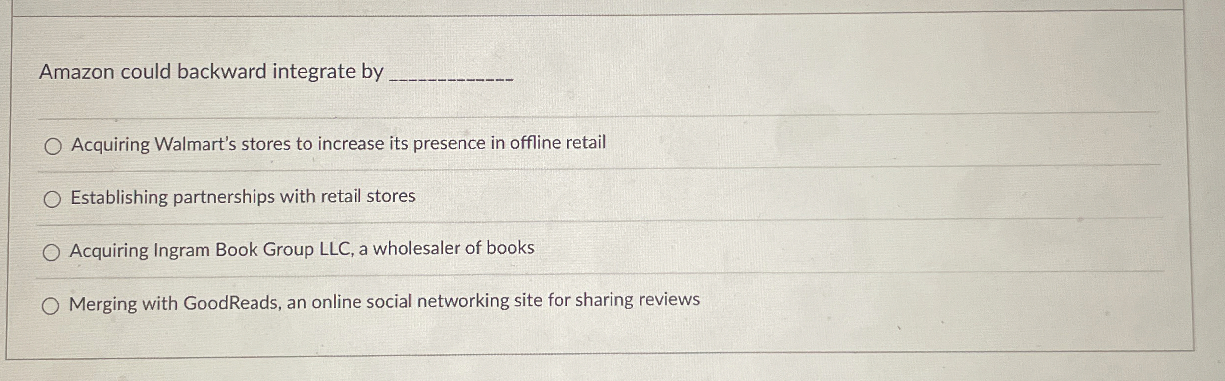  Amazon could backward integrate by q, Acquiring Walmart's stores to increase