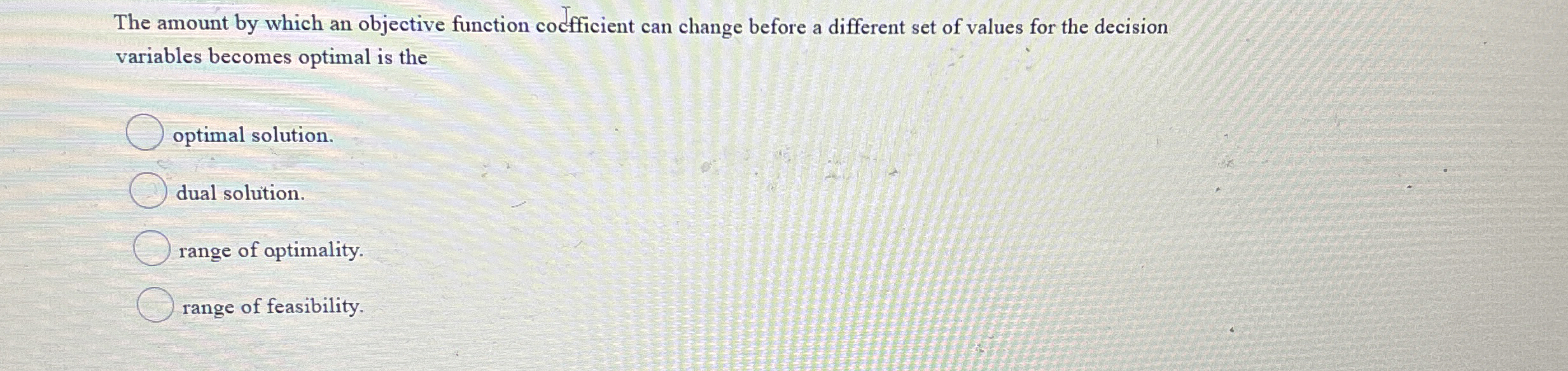  The amount by which an objective function cocfficient can change before