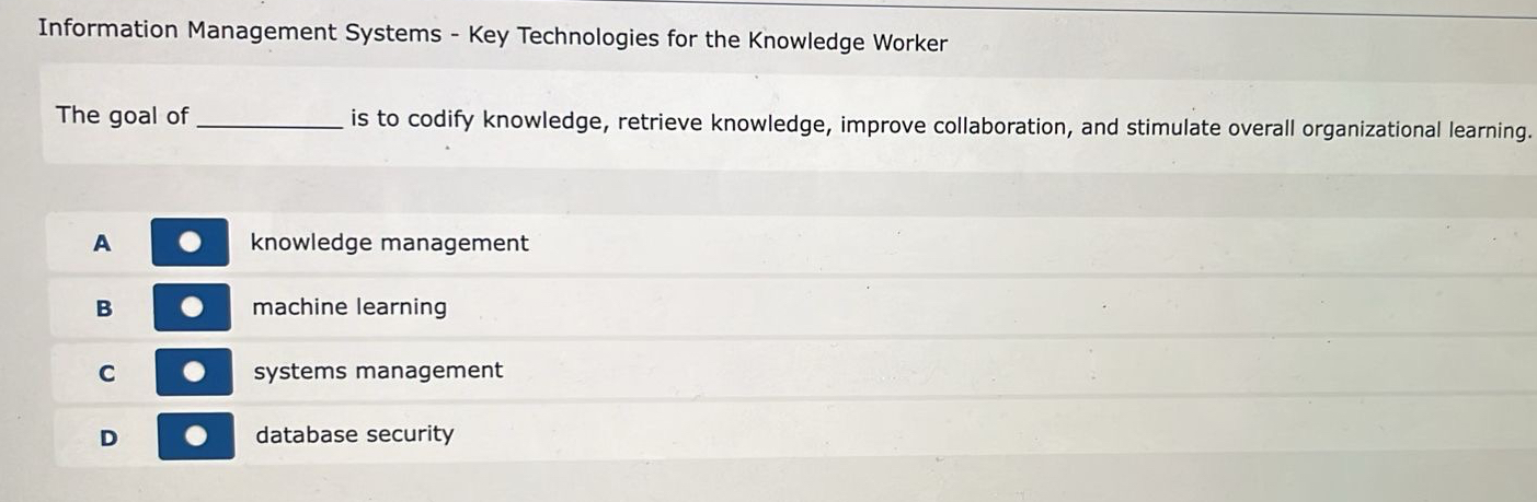  Information Management Systems - Key Technologies for the Knowledge Worker The