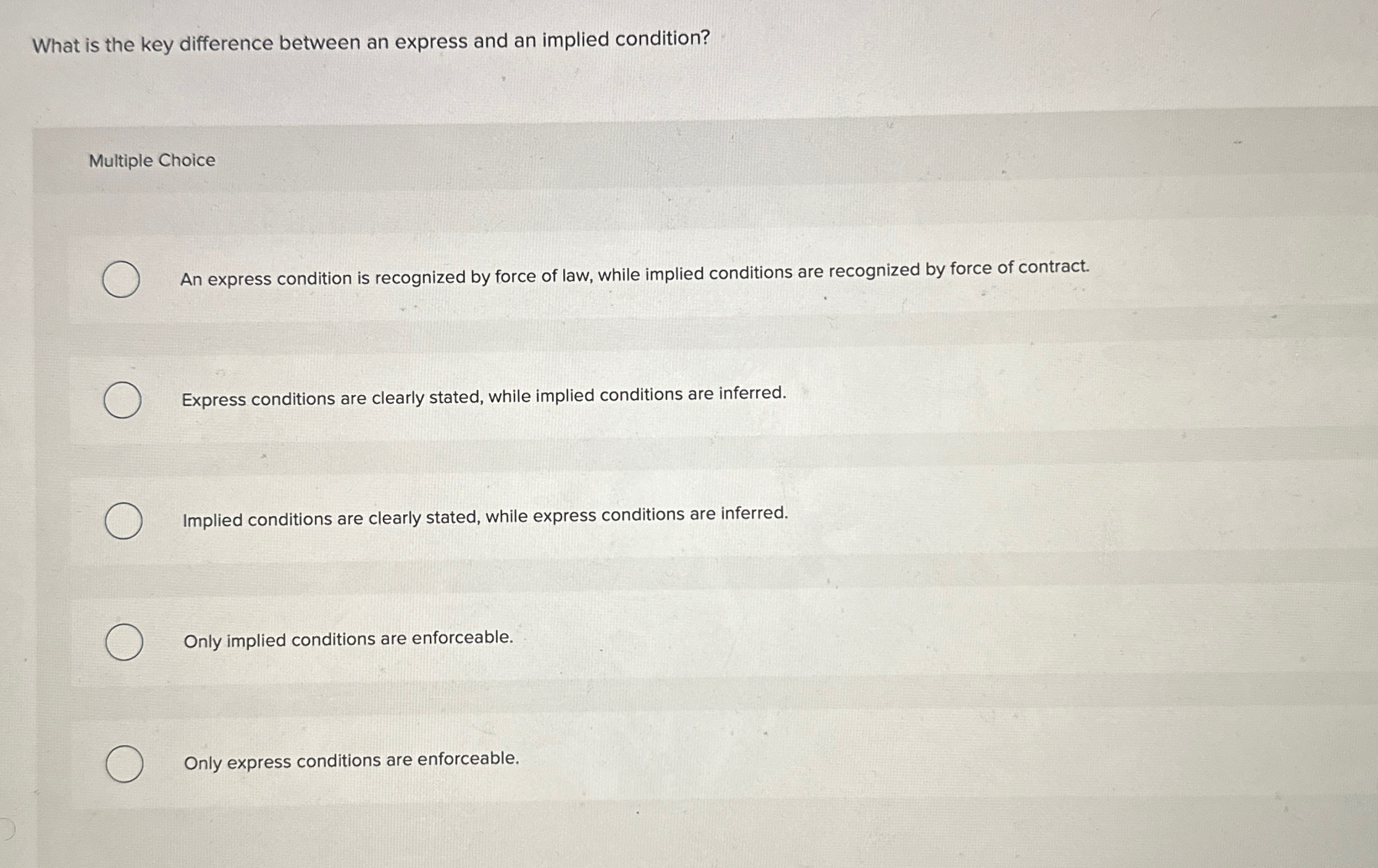  What is the key difference between an express and an implied