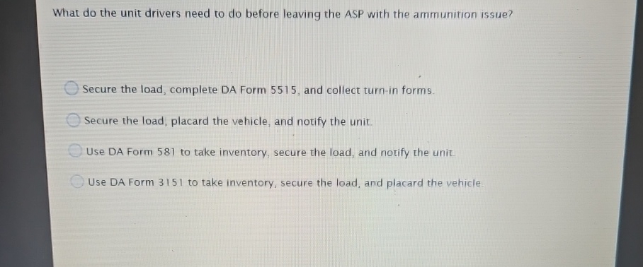  What do the unit drivers need to do before leaving the