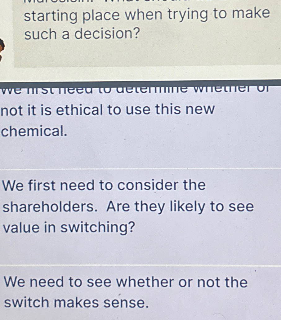  starting place when trying to make such a decision? not it