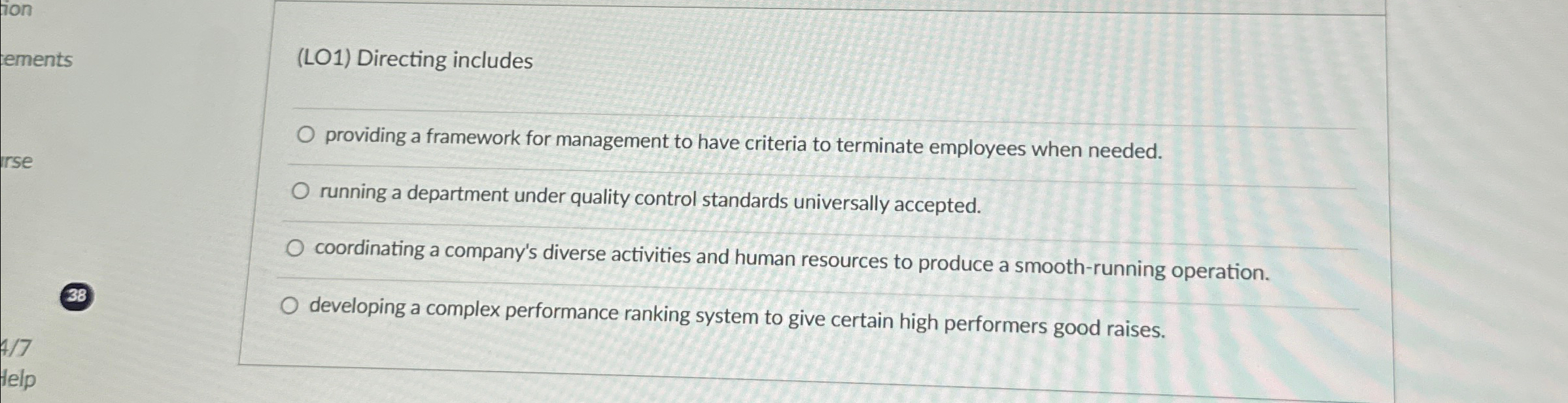  (LO1) Directing includes providing a framework for management to have criteria