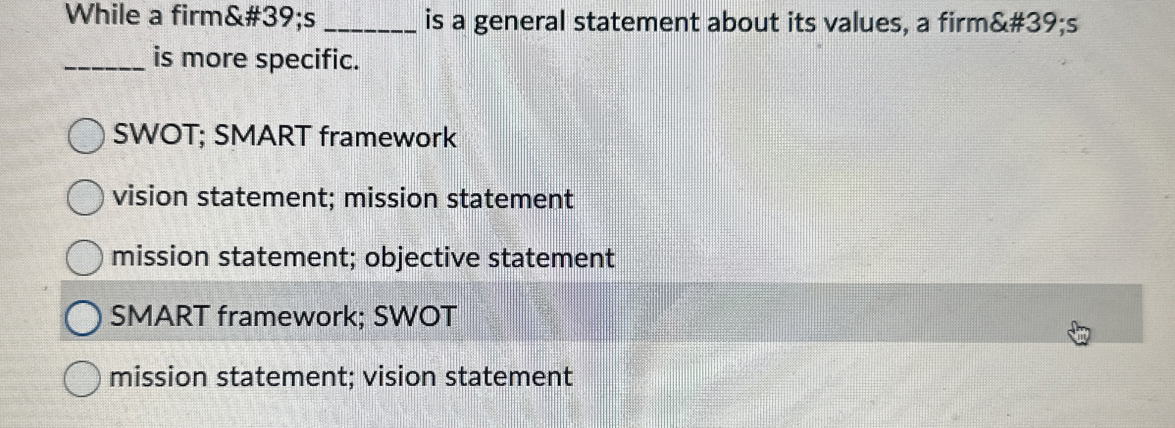  While a firm's q, is a general statement about its values,
