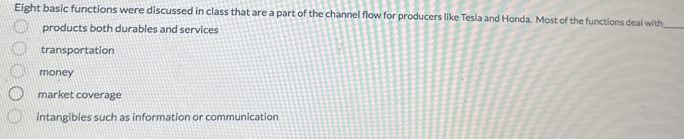 Eight basic functions were discussed in class that are a part