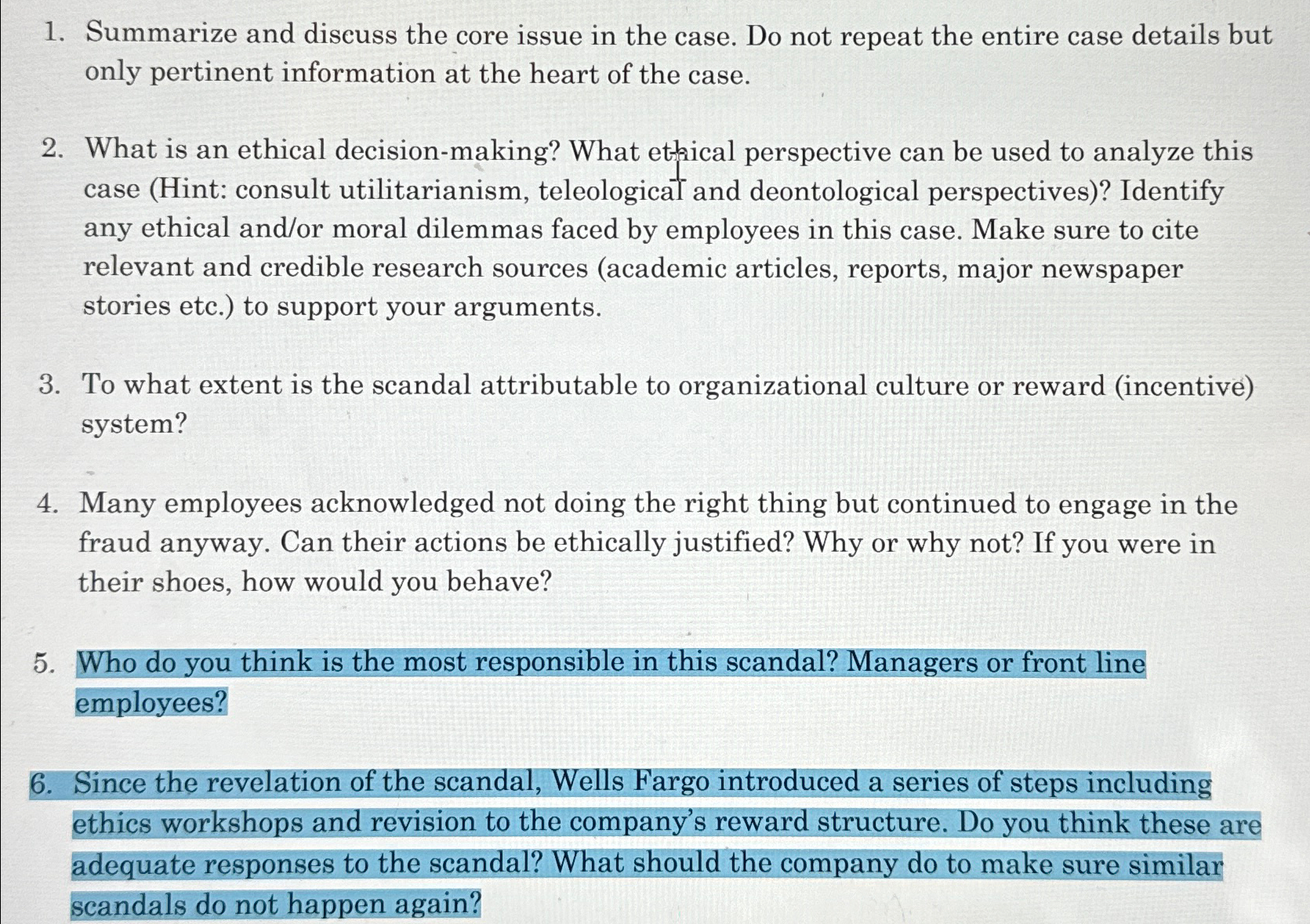  Summarize and discuss the core issue in the case. Do not