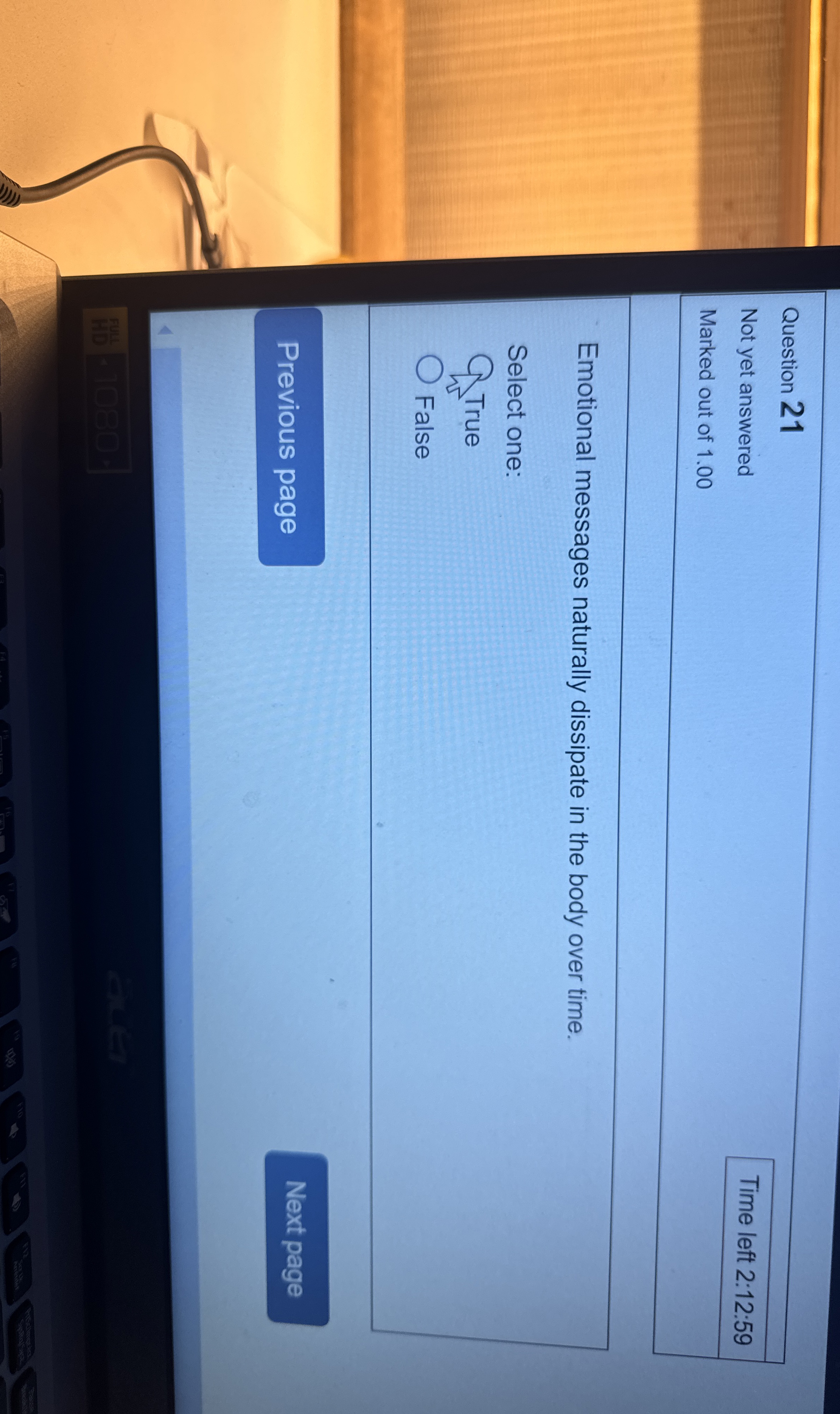 Question 21 Not yet answered Time left 2:12:59 Marked out of