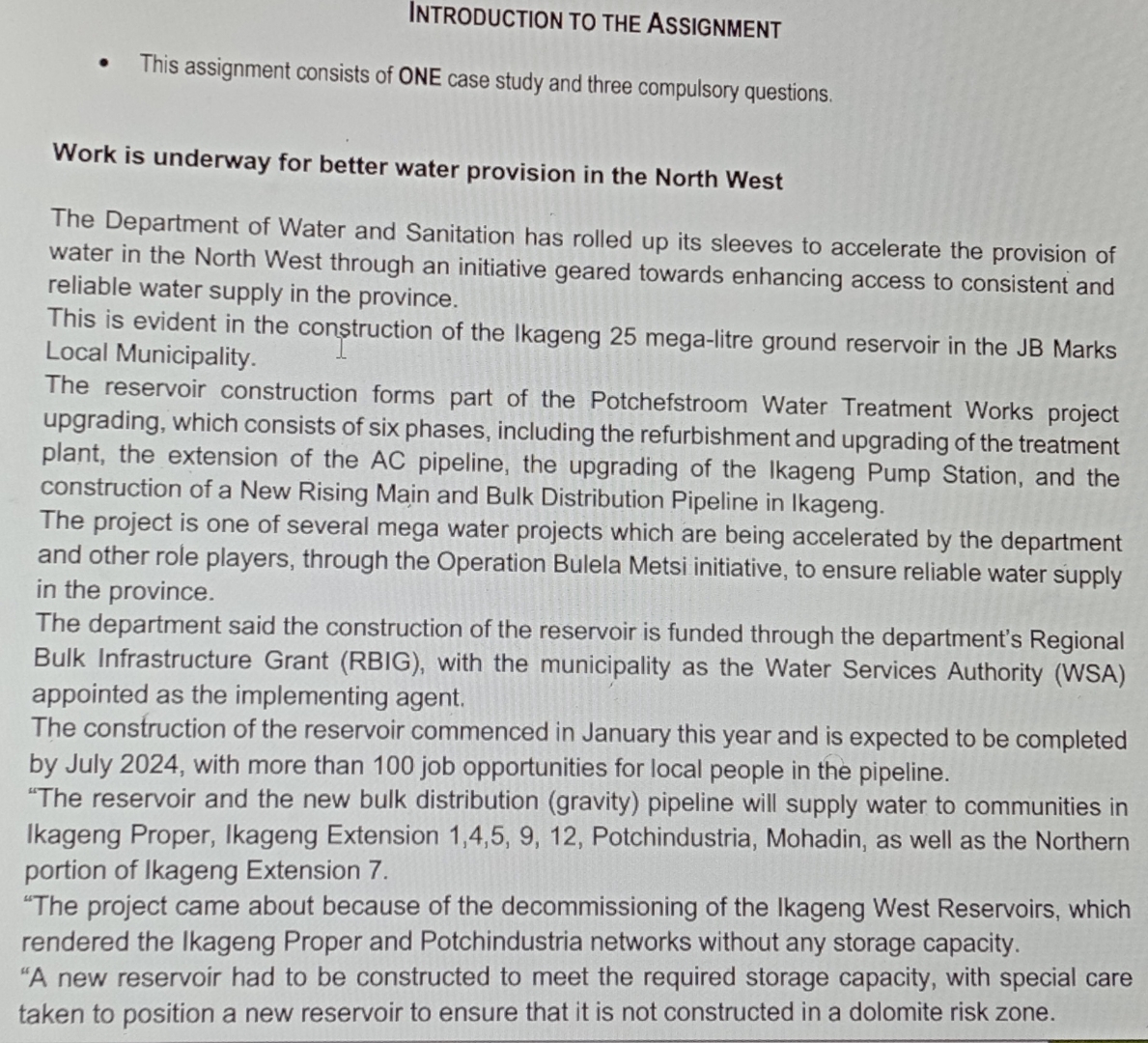  INTRODUCTION TO THE ASSIGNMENT This assignment consists of ONE case study