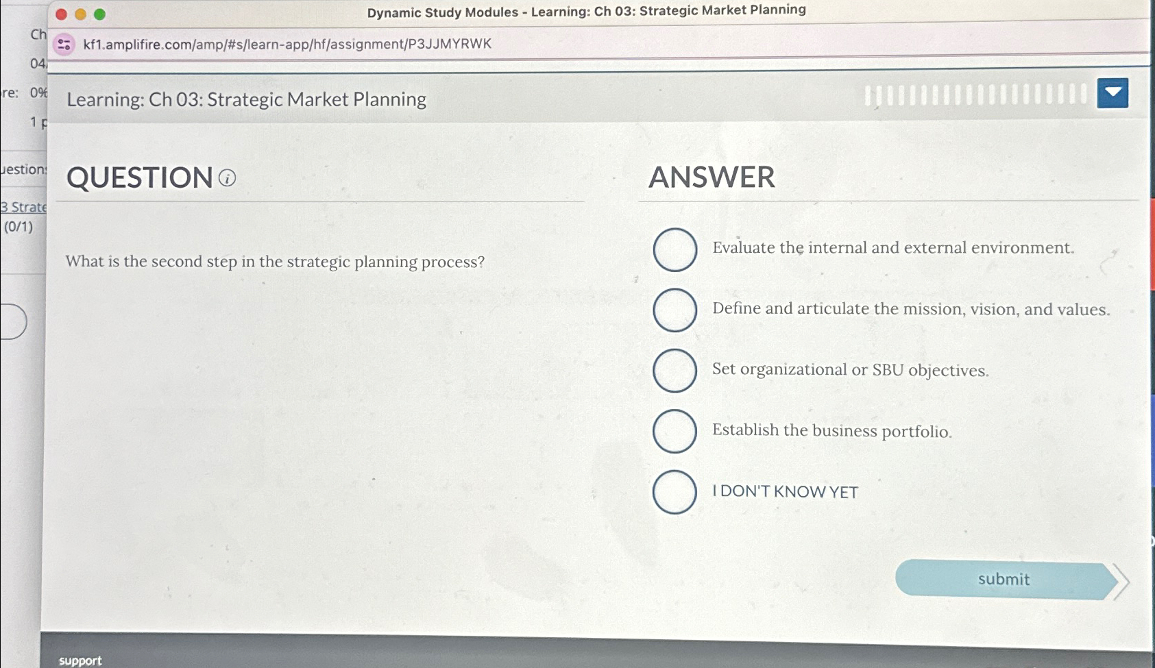  Dynamic Study Modules - Learning: Ch 03: Strategic Market Planning --