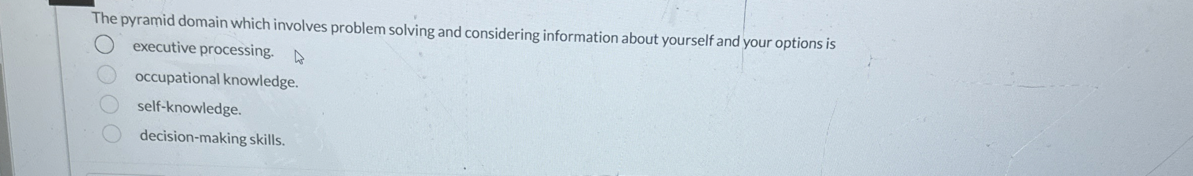  The pyramid domain which involves problem solving and considering information about