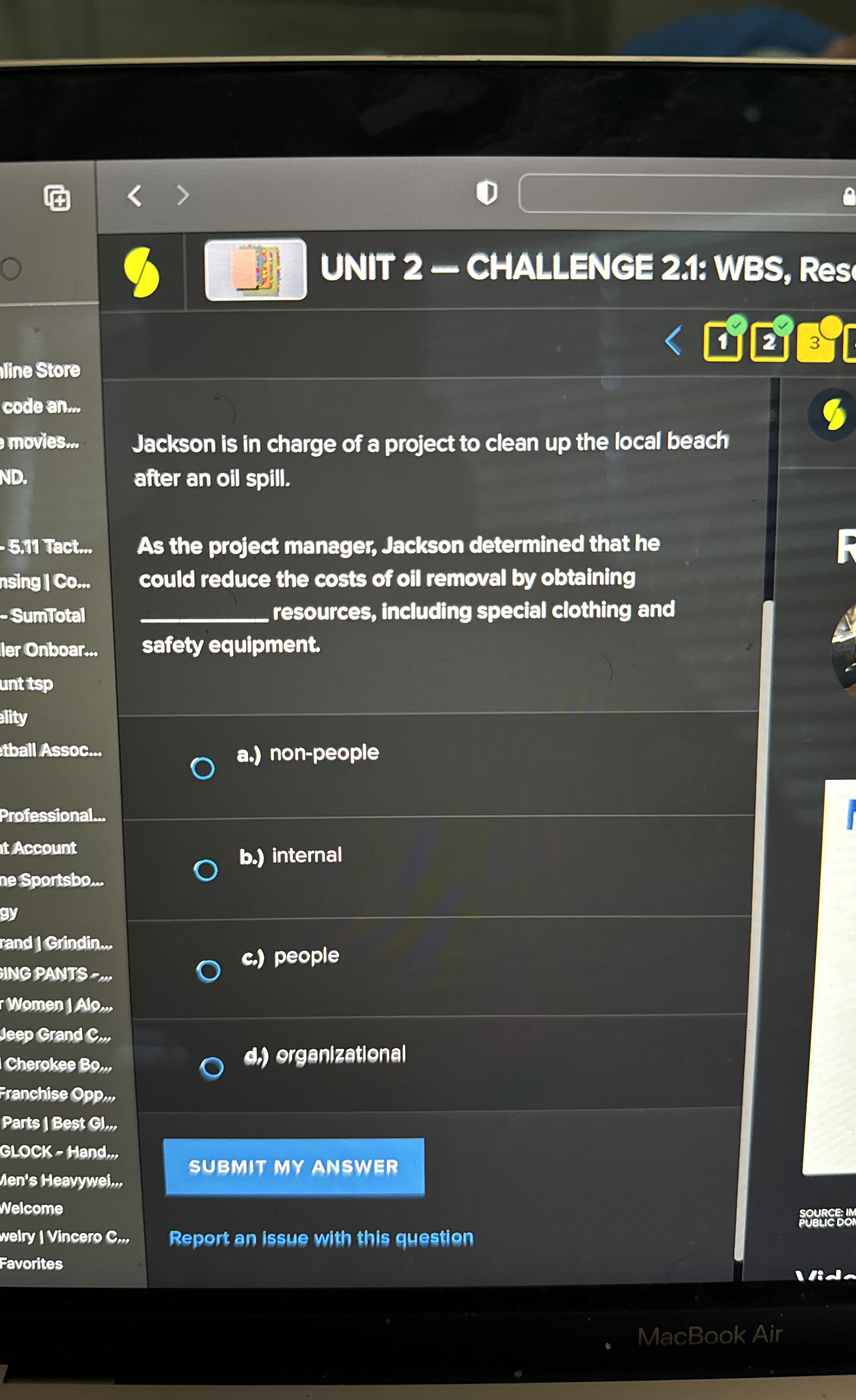  8 UNIT 2- CHALLENGE 2:: WBS, Res Jackson is in charge