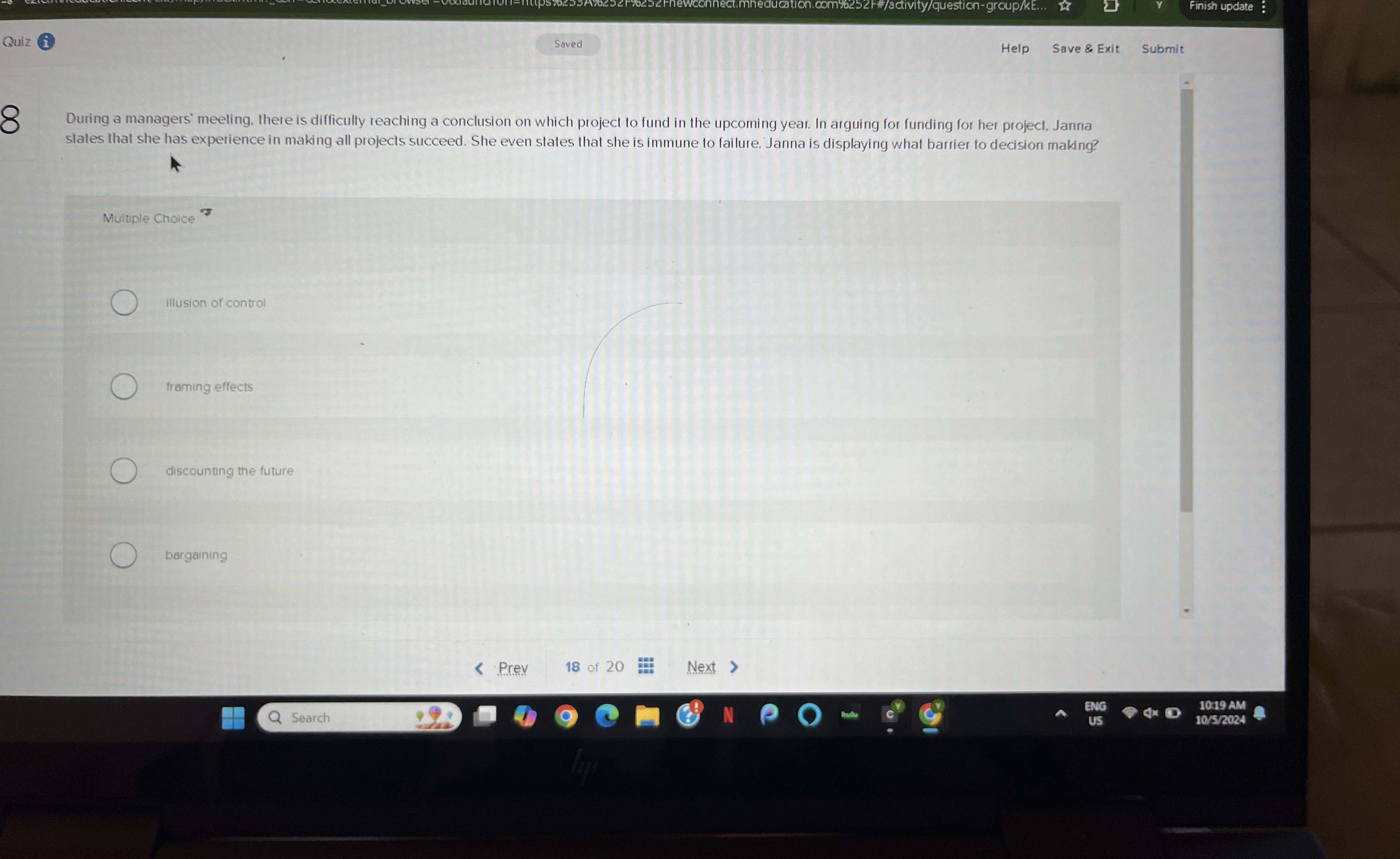  During a managers' meeting, there is difficulty reaching a conclusion on