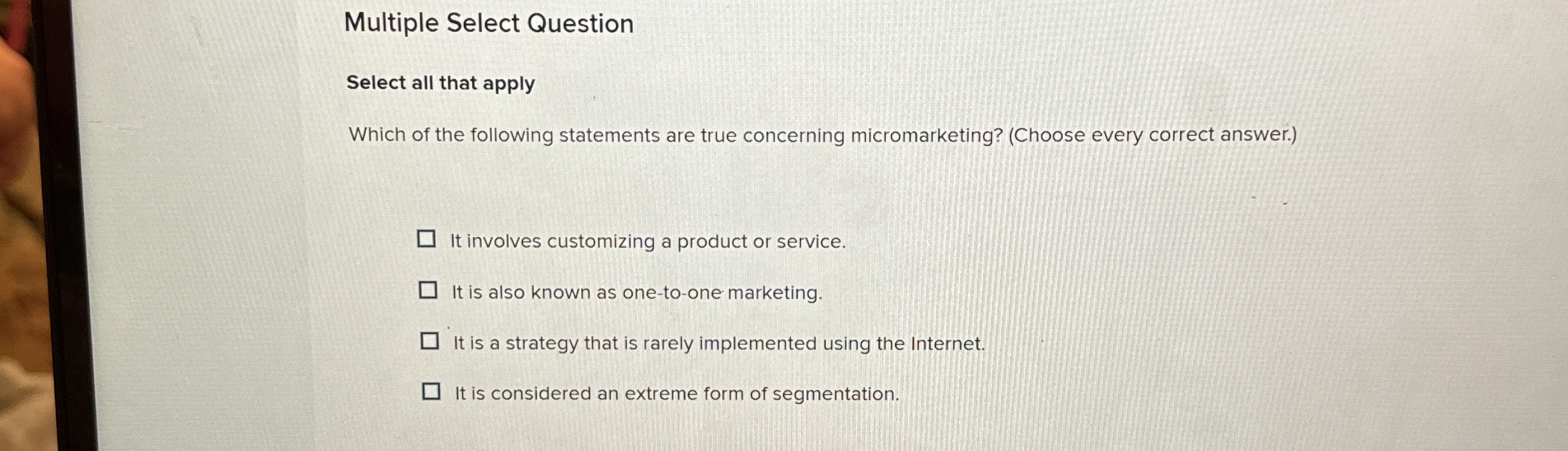  Multiple Select Question Select all that apply Which of the following