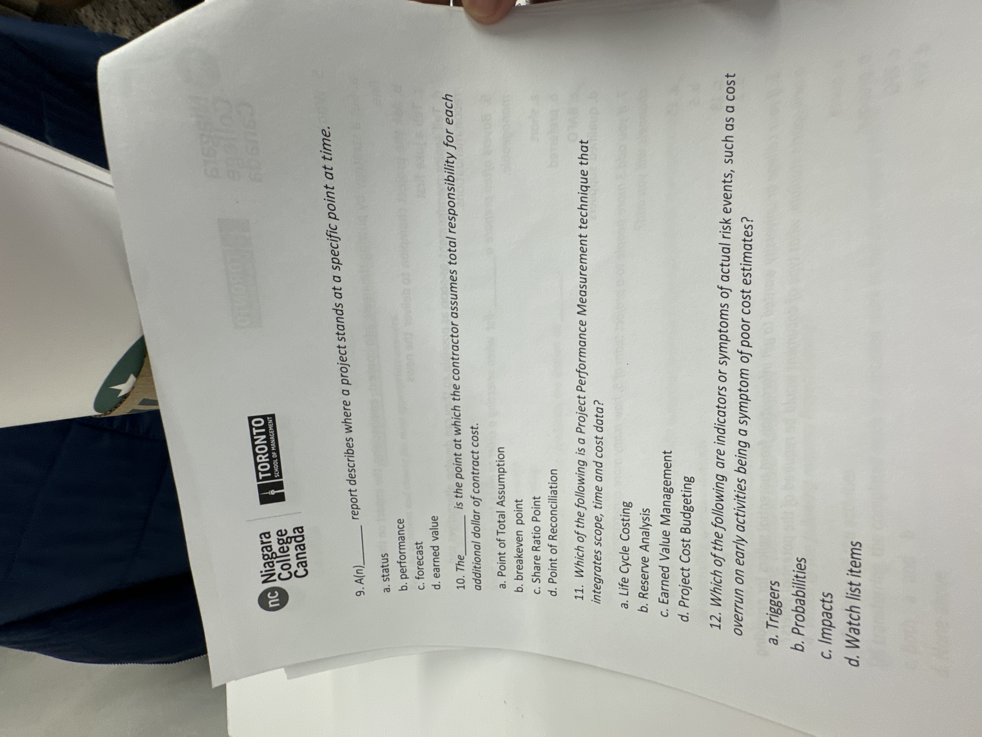  Canada report describes where a project stands at a specific point