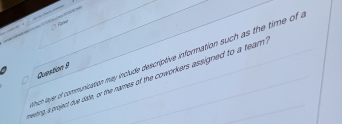  What layer of communication may include descriptive information such as the