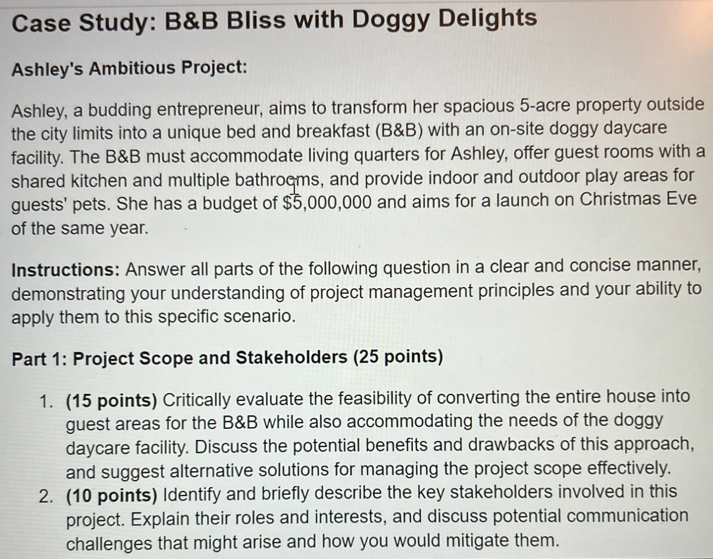  Case Study: B&B Bliss with Doggy Delights Ashley's Ambitious Project: Ashley,