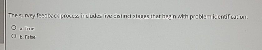  The survey feedback process includes five distinct stages that begin with
