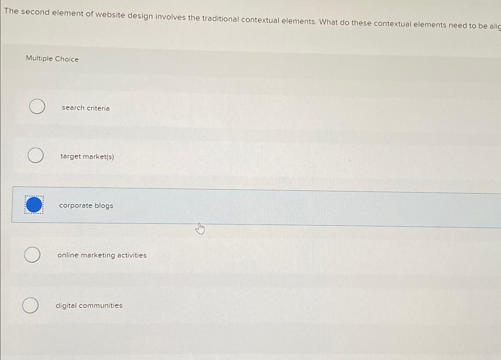  The second element of website design involves the traditional contextual elements.