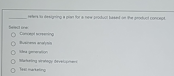  q, refers to designing a plan for a new product based