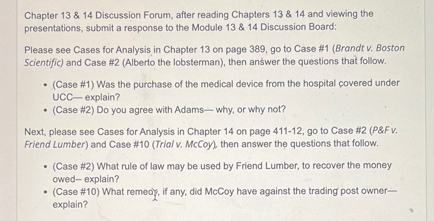  Chapter 13 & 14 Discussion Forum, after reading Chapters 13 &