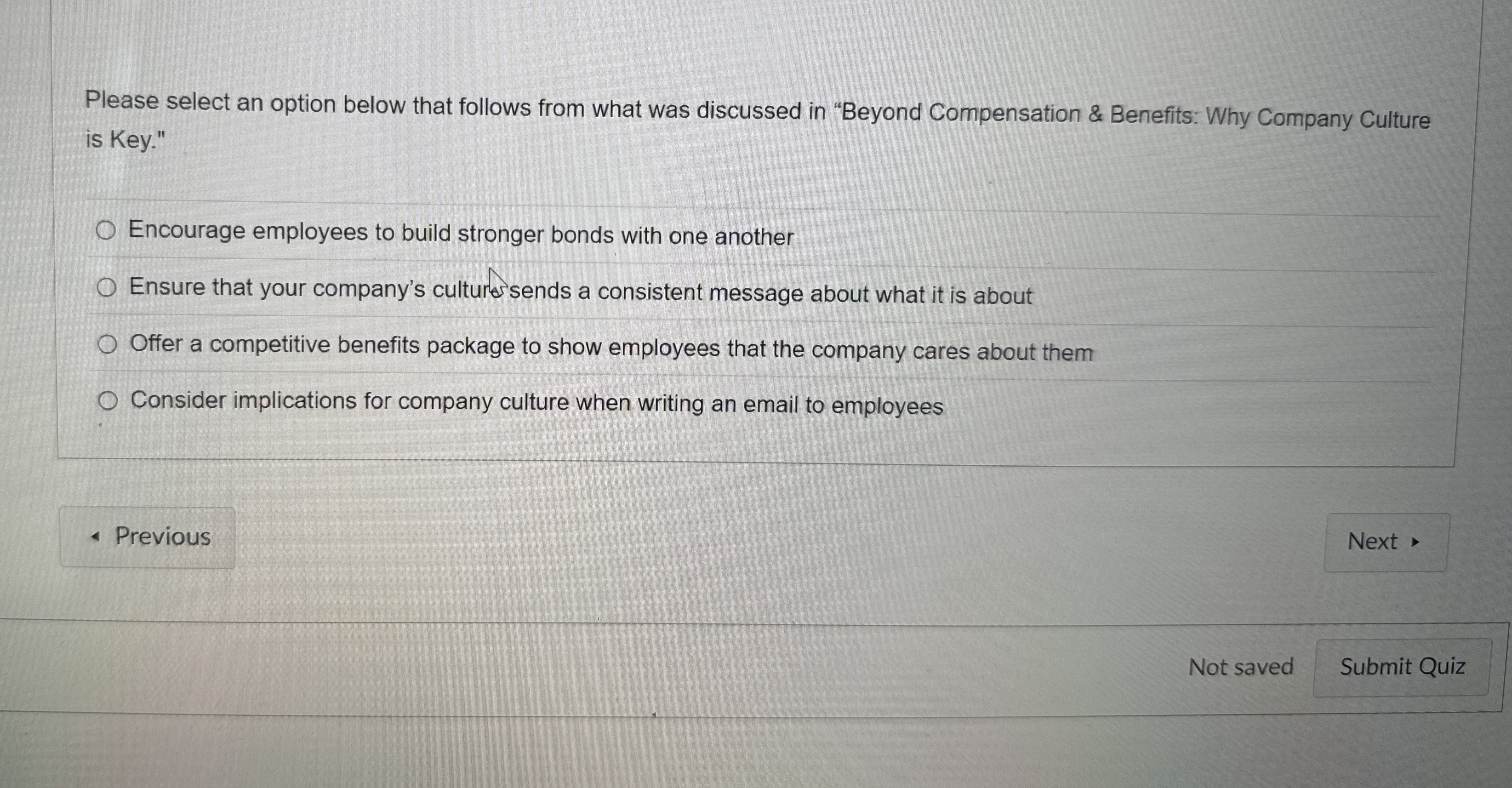  Please select an option below that follows from what was discussed