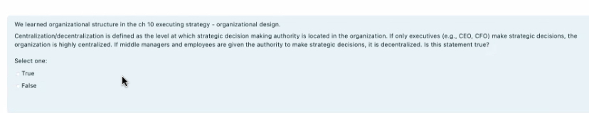  We learned organizational structure in the ch 10 executing strategy -