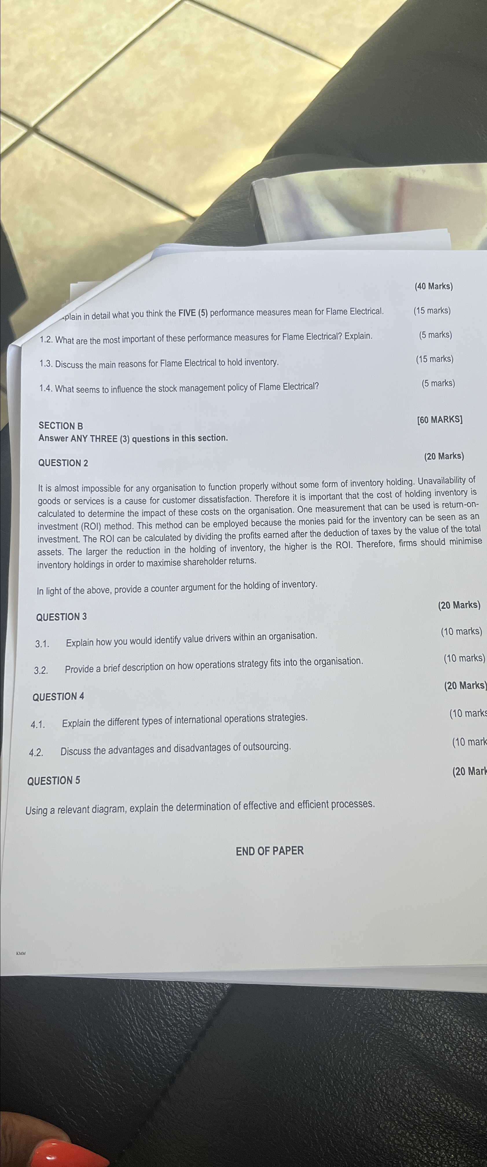  (40 Marks) Explain in detail what you think the FIVE (5)