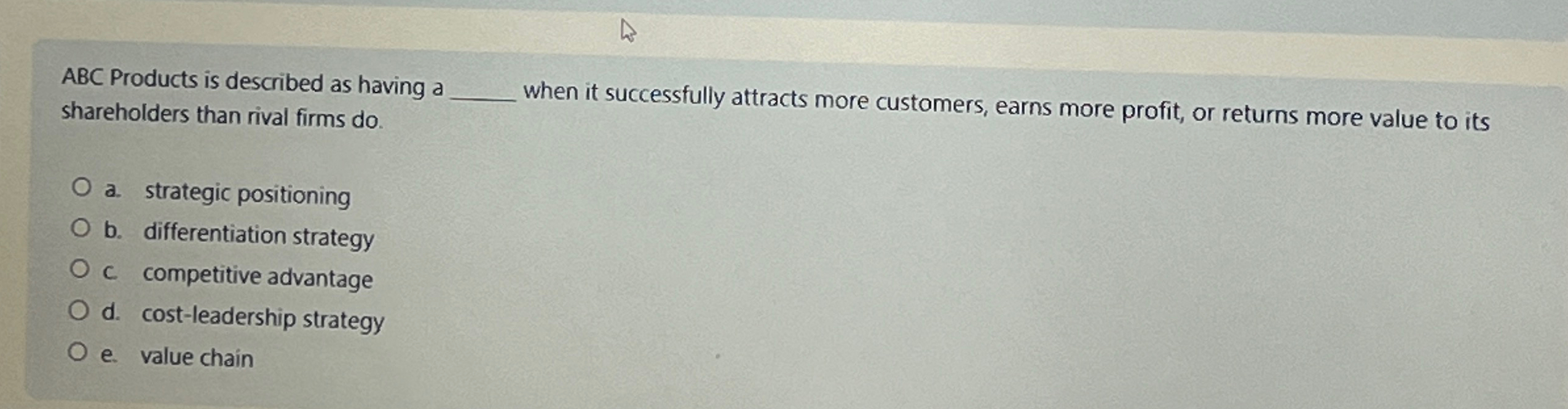 ABC Products is described as having a shareholders than rival firms