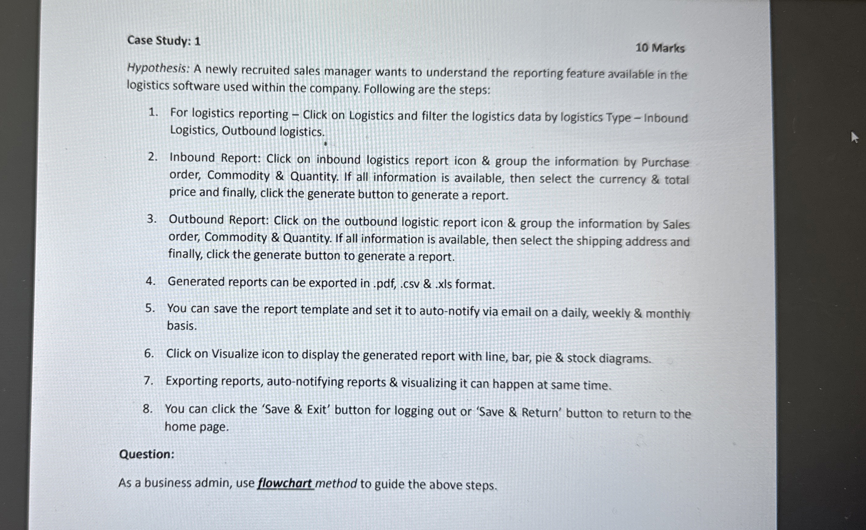  Case Study: 1 10 Marks Hypothesis: A newly recruited sales manager