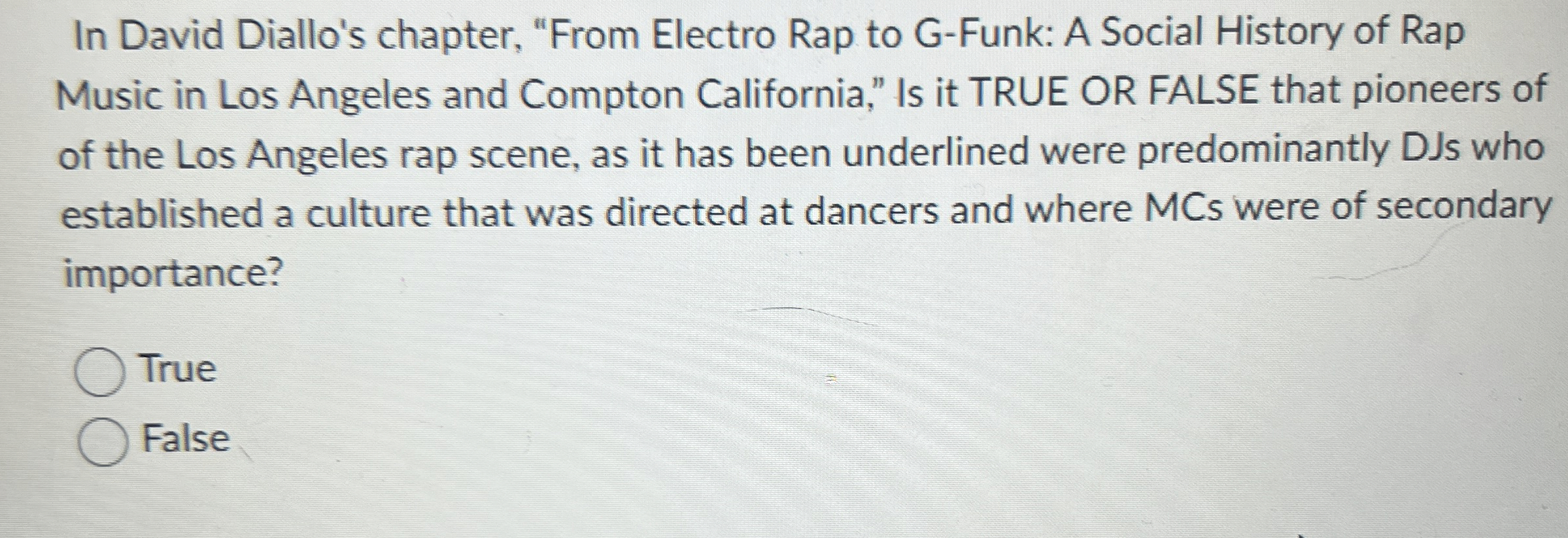  In David Diallo's chapter, "From Electro Rap to G-Funk: A Social