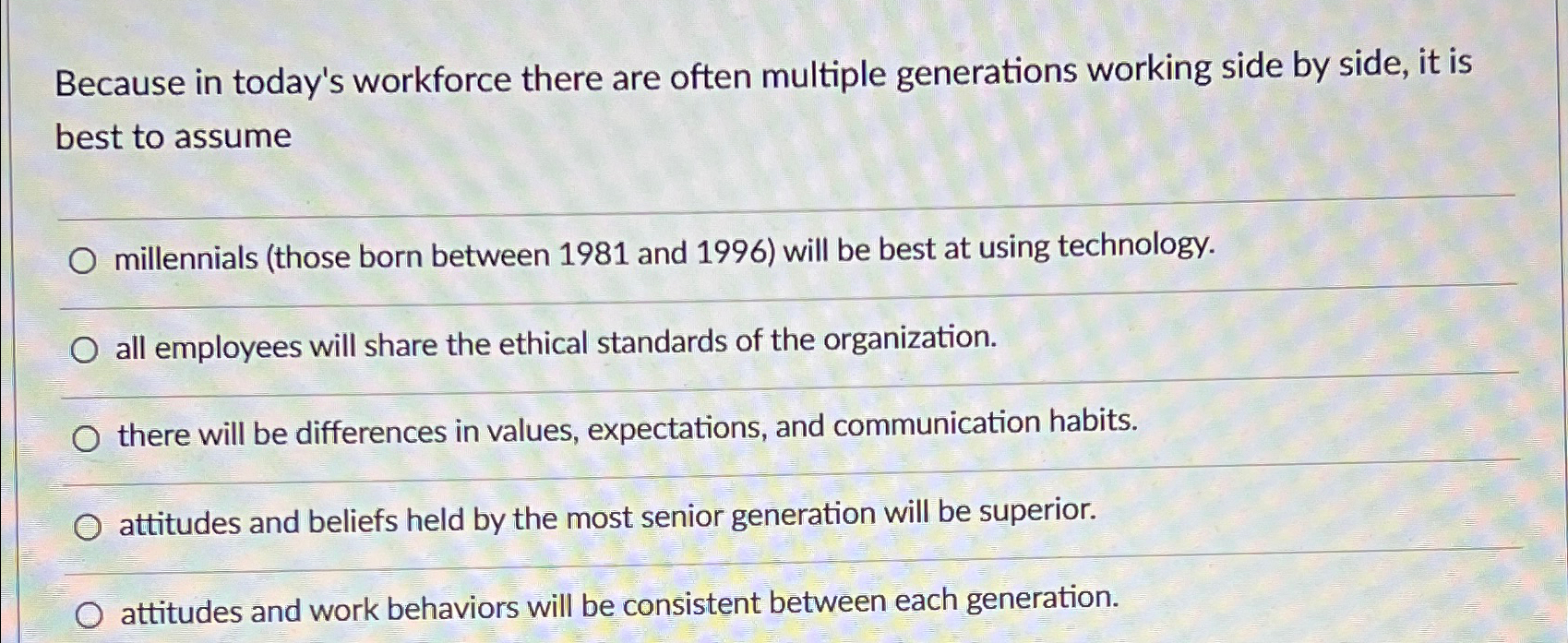  Because in today's workforce there are often multiple generations working side