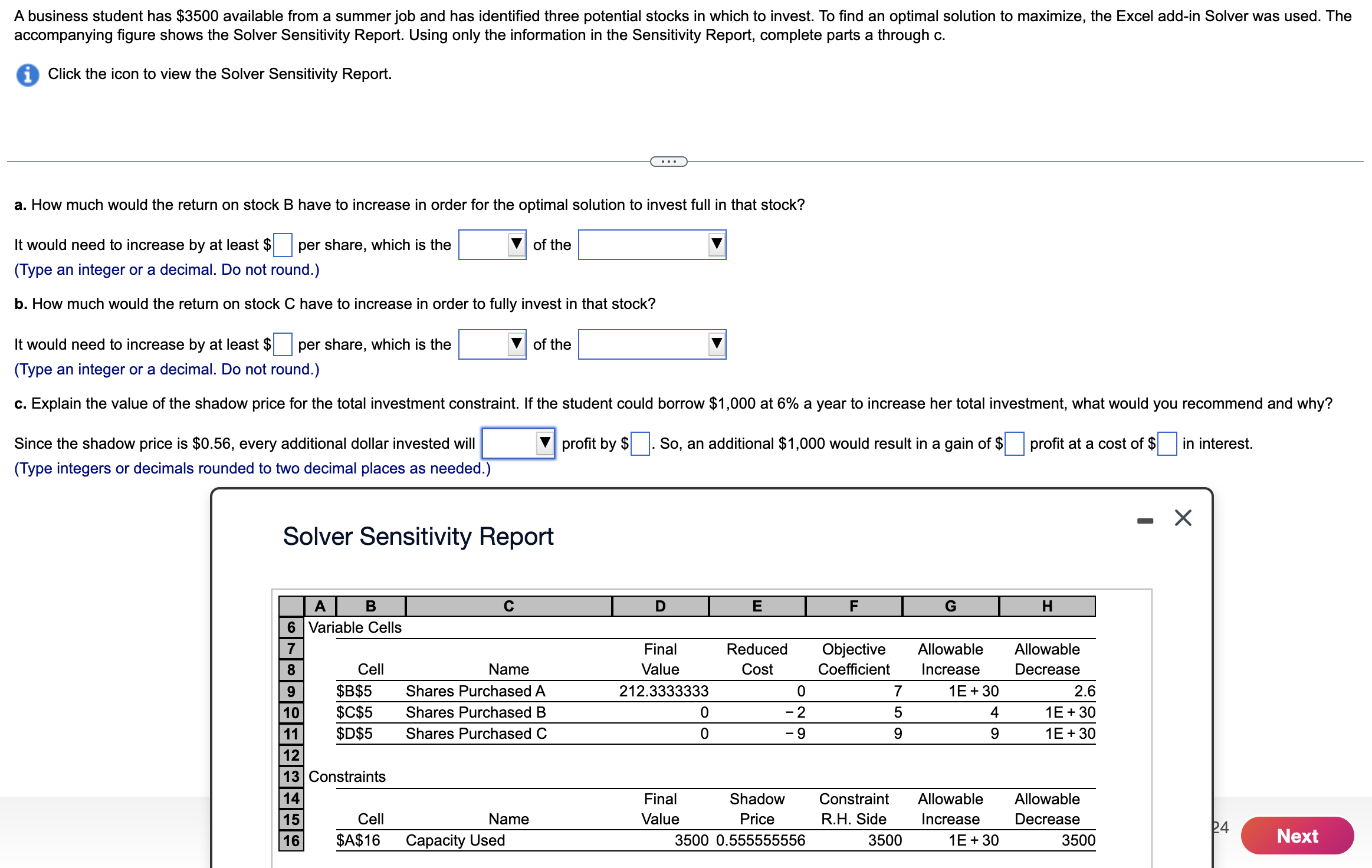  a. answer choices: 1. negative, value 2. Allowable increase, allowable decrease,