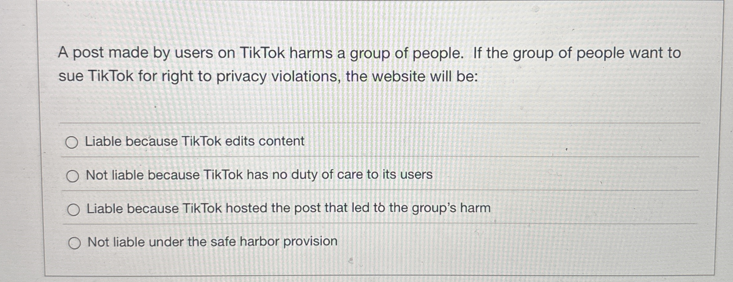  A post made by users on TikTok harms a group of