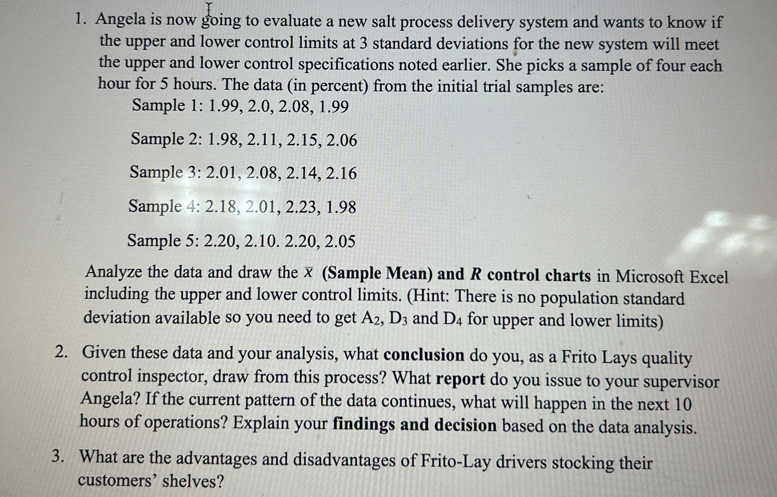  Angela is now going to evaluate a new salt process delivery