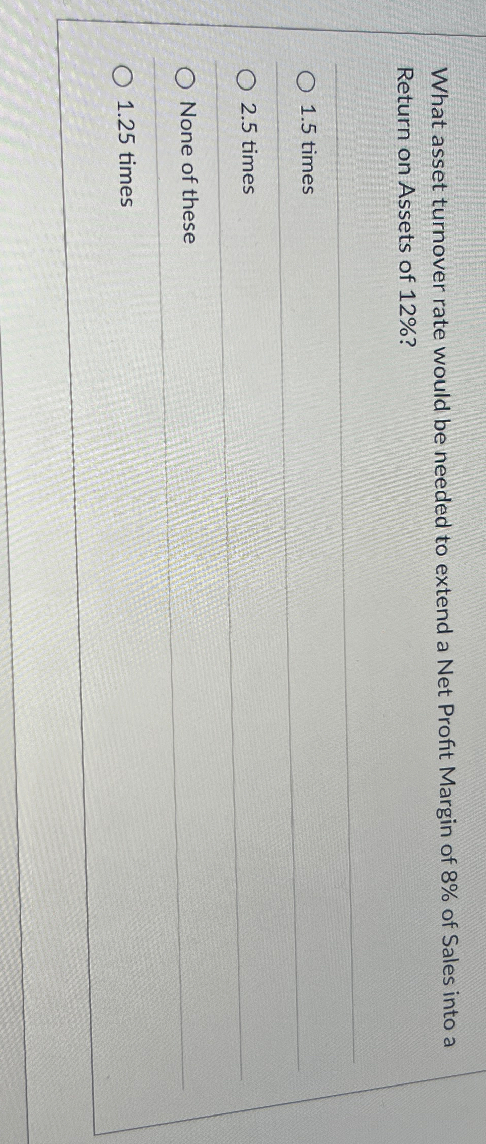  What asset turnover rate would be needed to extend a Net