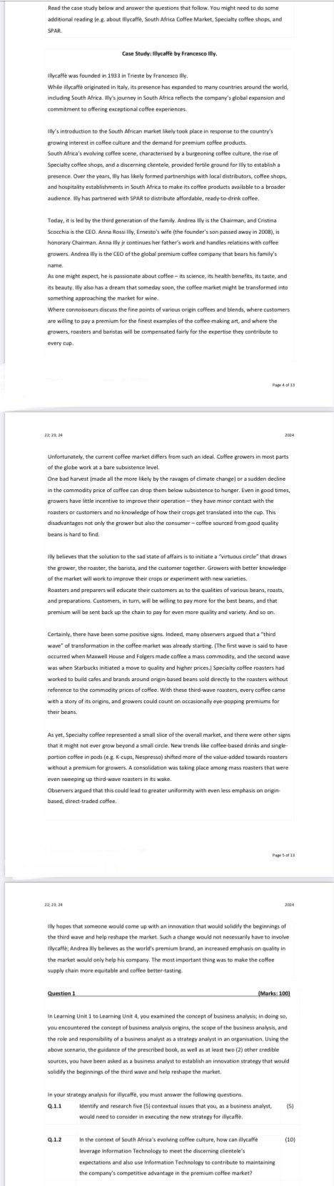  Read the case study below and answer the questions that follaw.