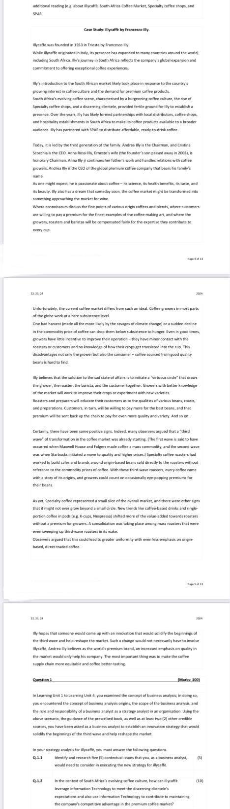  additional reading le.g. about Illycaffe, South Affrica Coffee Market, Specialty coffiee