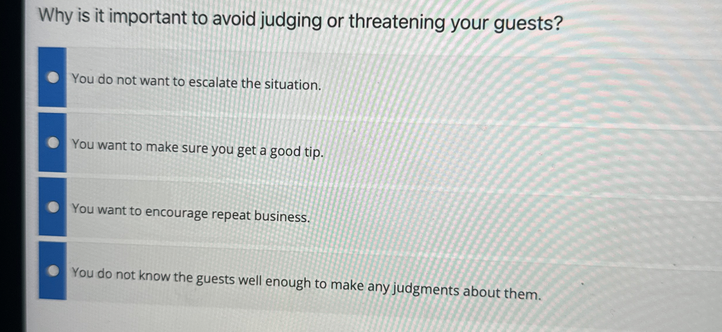  Why is it important to avoid judging or threatening your guests?