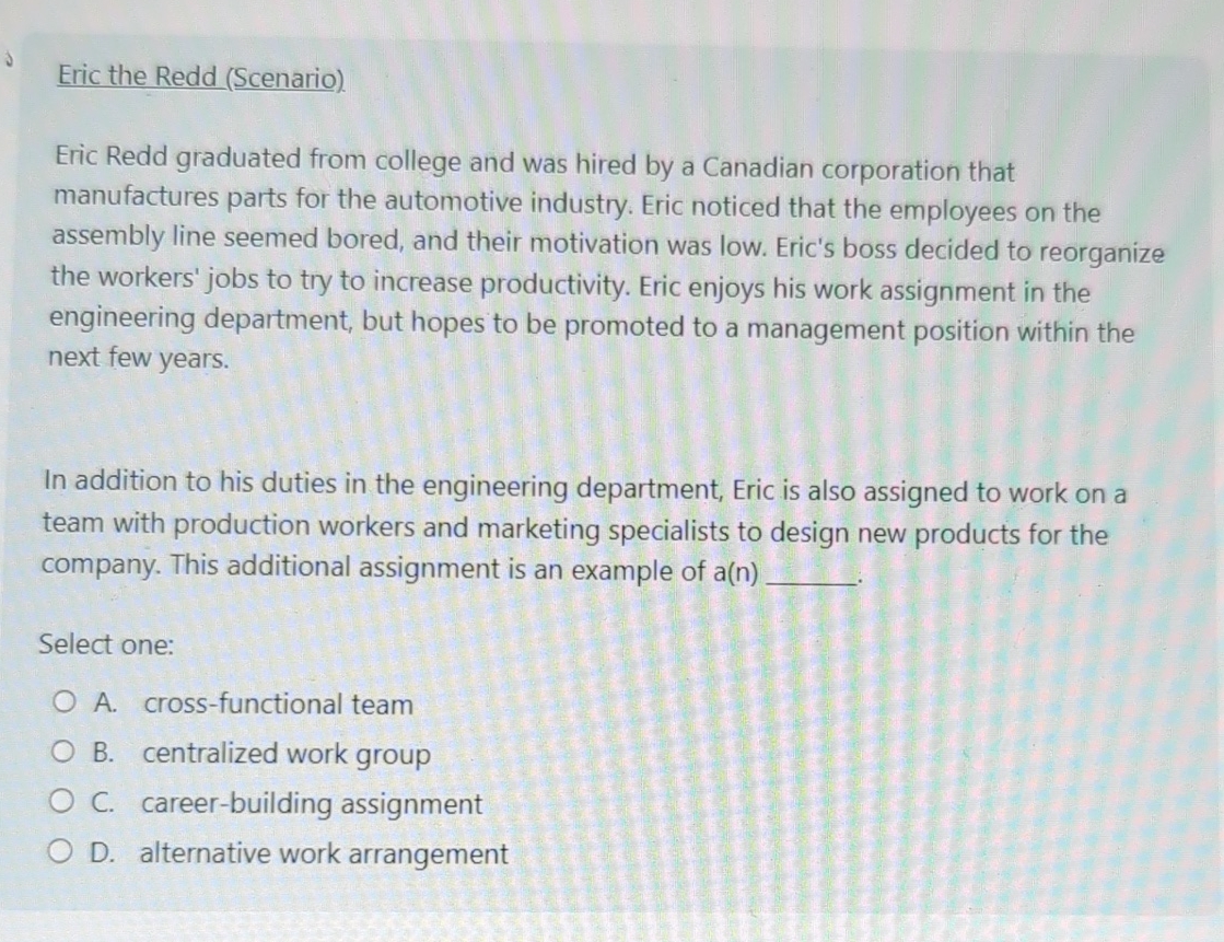  Eric the Redd (Scenario) Eric Redd graduated from college and was