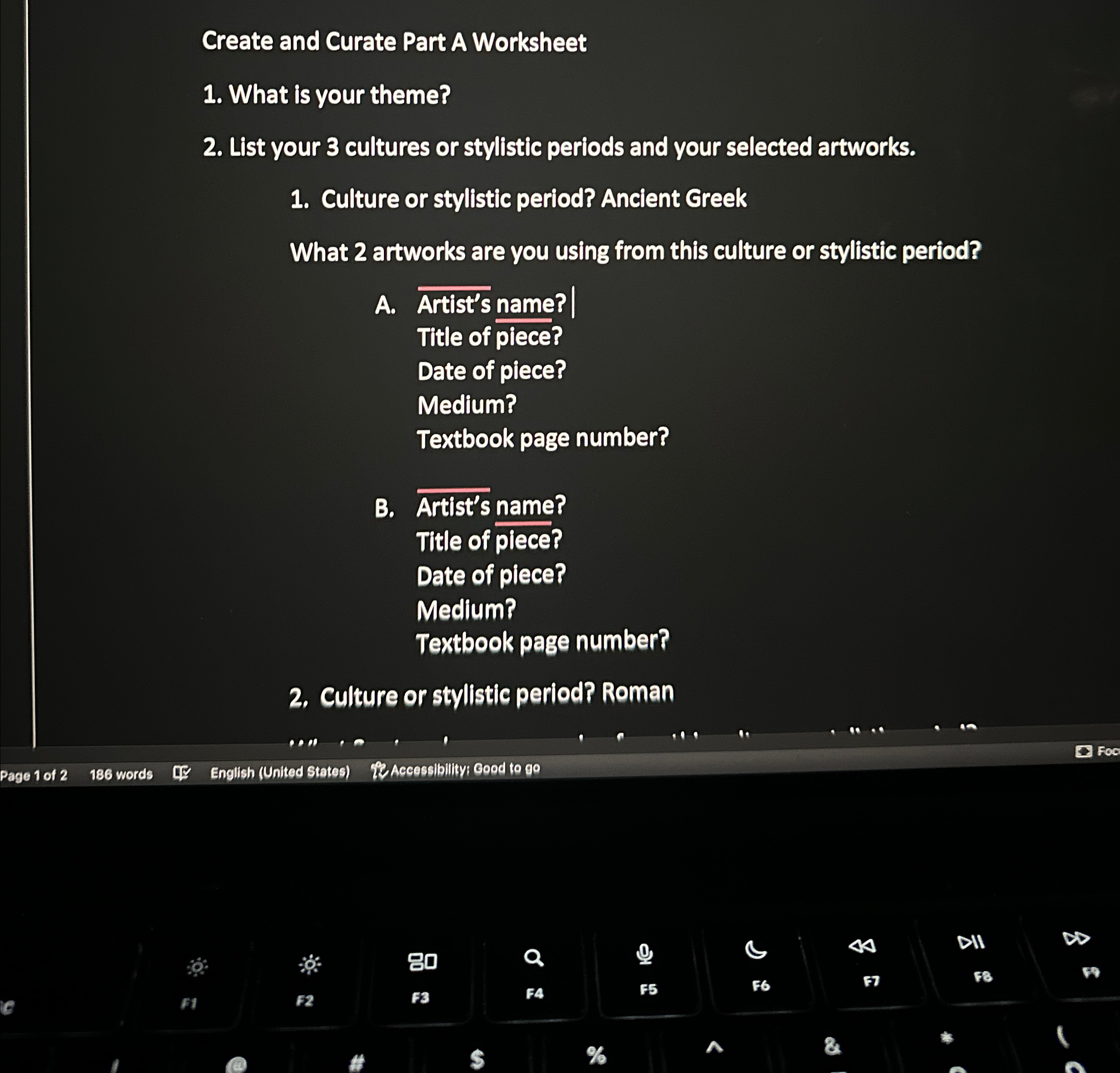  Create and Curate Part A Worksheet What is your theme? List