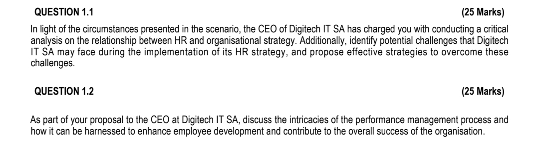  QUESTION 1.1 (25 Marks) In light of the circumstances presented in