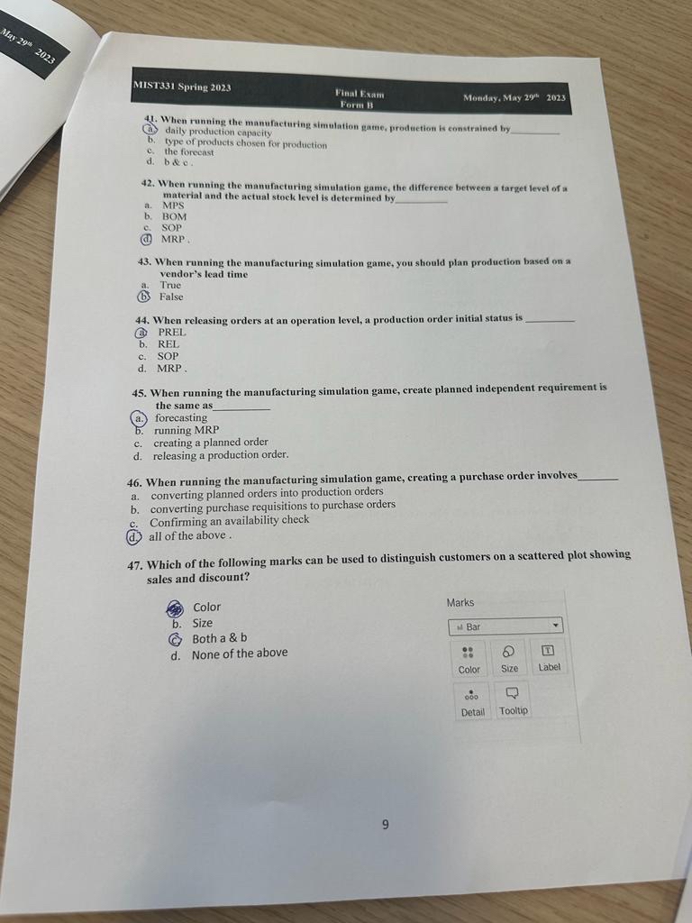  MIST331 Spring 2023 Pinal Rxam Monday, May 29tht 2023 Form it
