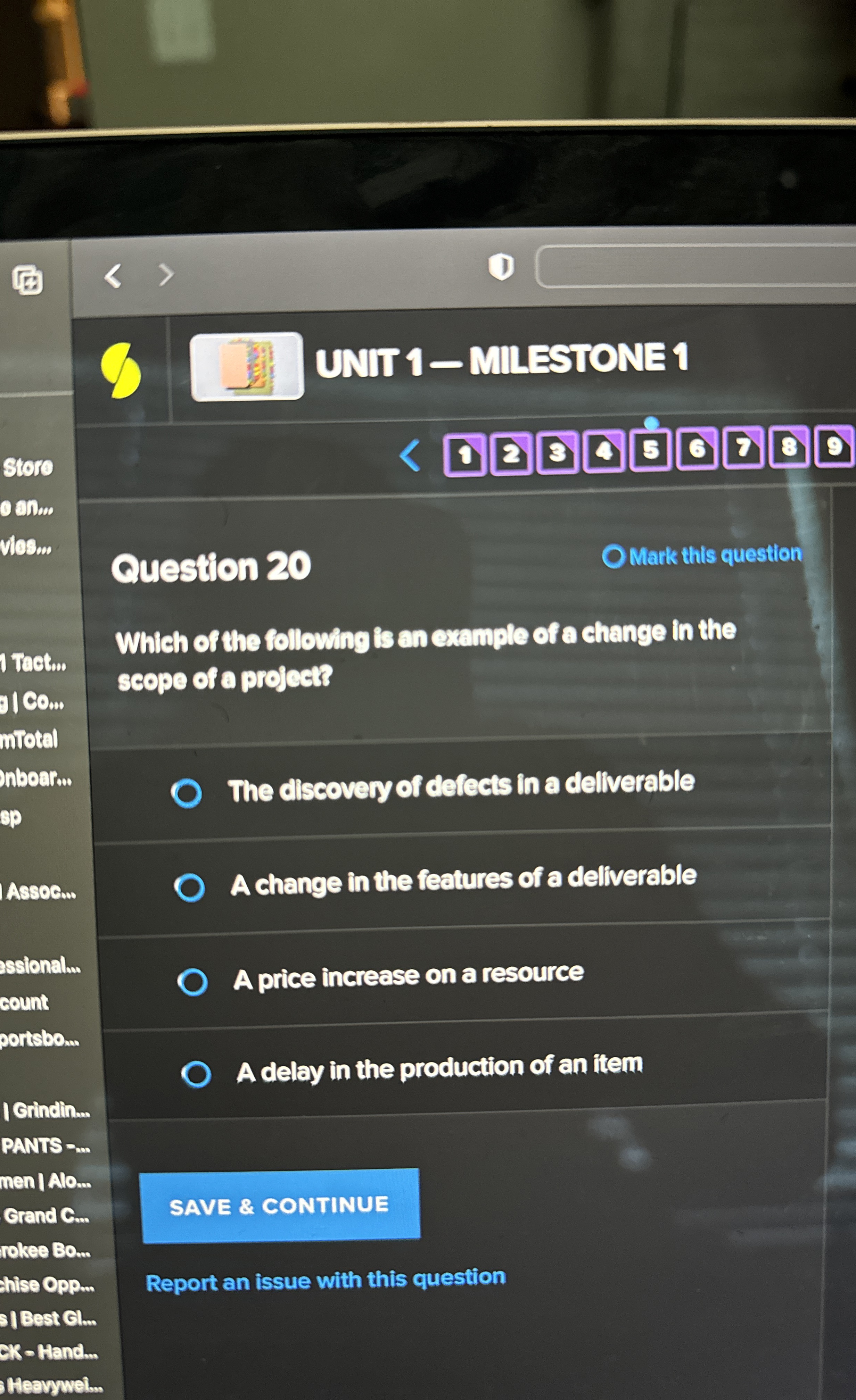  g (t) UNIT 1-MILESTONE 1 Question 20 Mark this question Which
