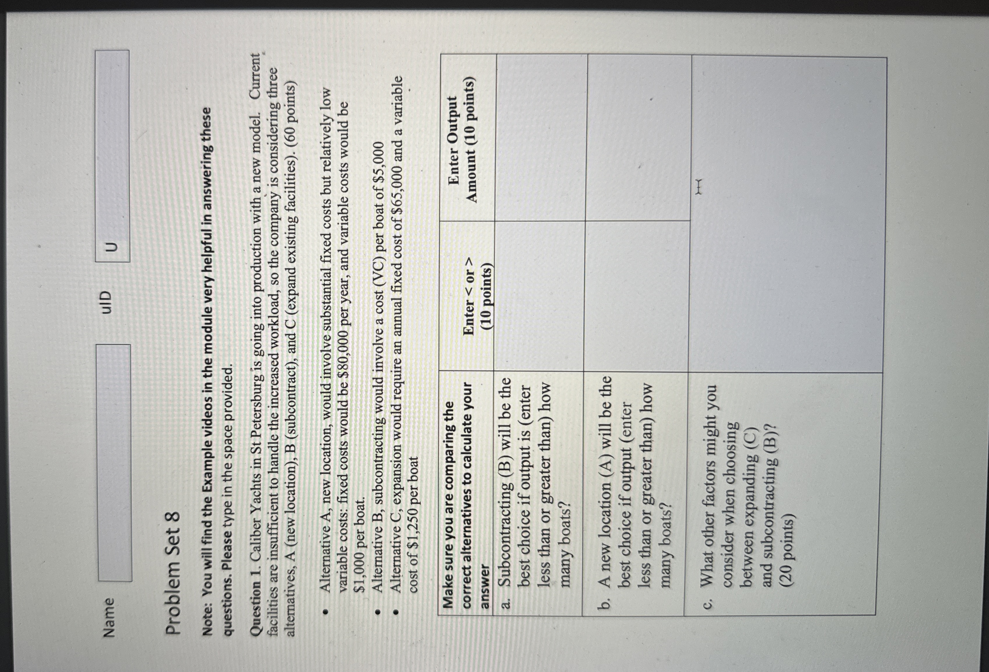  Name UID Problem Set 8 Note: You will find the Example